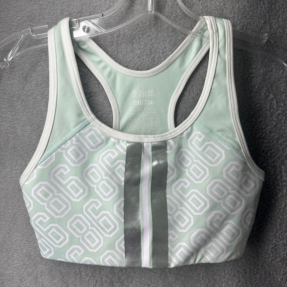 PINK Victoria's Secret Ultimate Sports Bra Light Green 86 Graphic